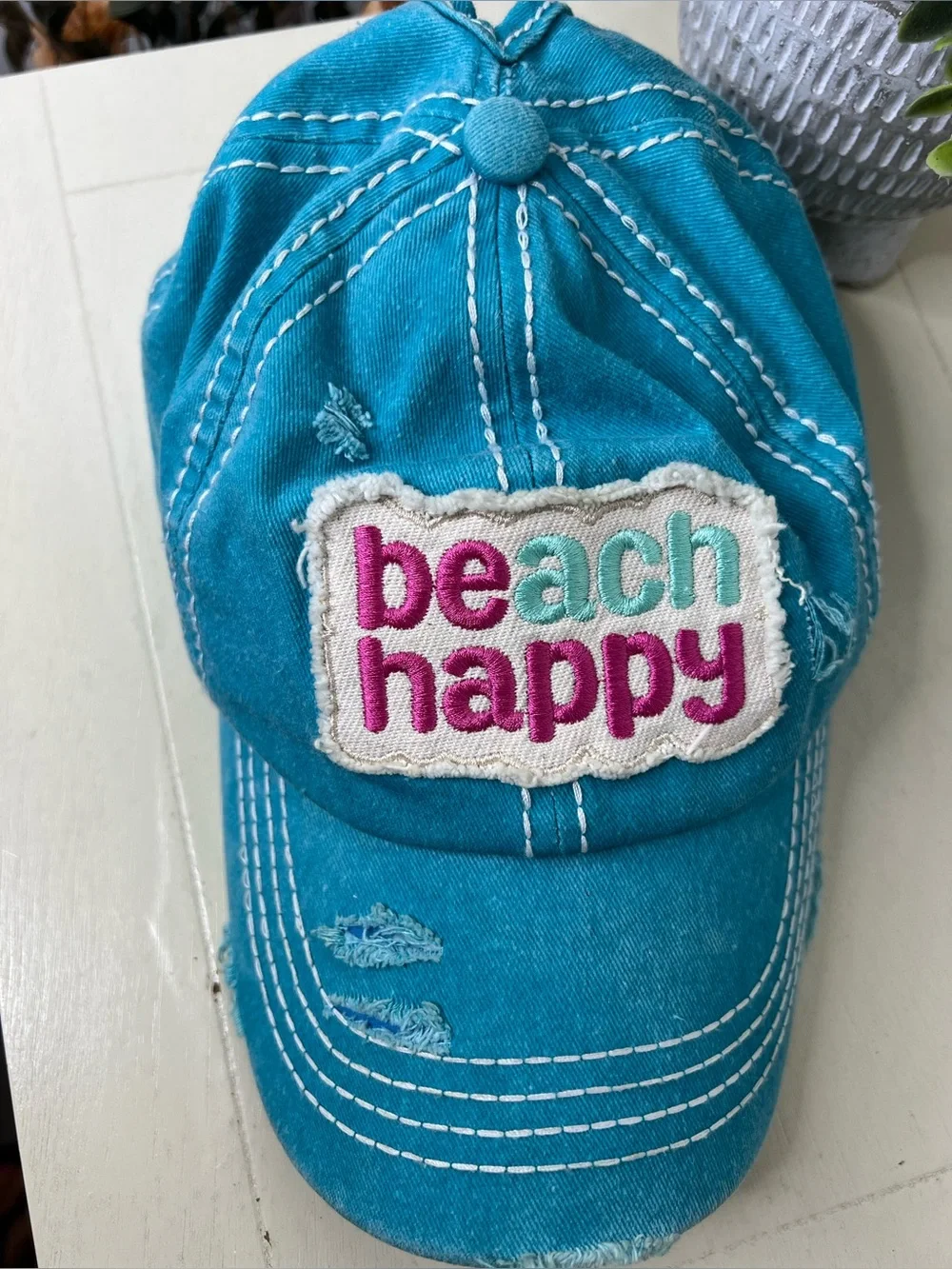C.C. Beach happy Distressed Hat